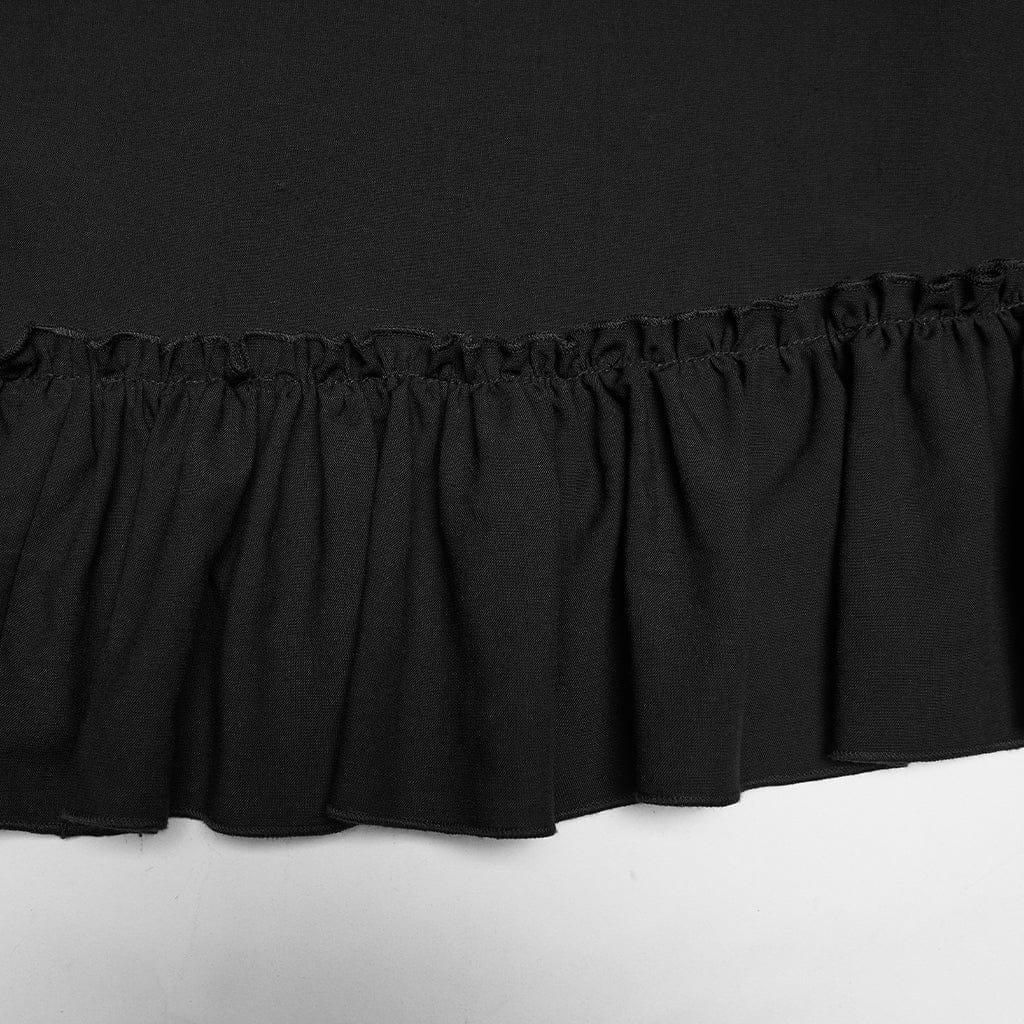 PUNK RAVE Women's Gothic Floral Embroidered Multilayered Skirt