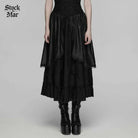 PUNK RAVE Women's Gothic Floral Embroidered Multilayered Skirt