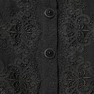 PUNK RAVE Women's Gothic Floral Embroidered Puff Sleeved Shirt