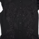 PUNK RAVE Women's Gothic Floral Embroidered Ruffled Stand Collar Shirt