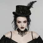 PUNK RAVE Women's Gothic Floral Feather Formal Hat