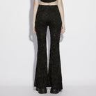 PUNK RAVE Women's Gothic Floral Jacquard Flared Pants