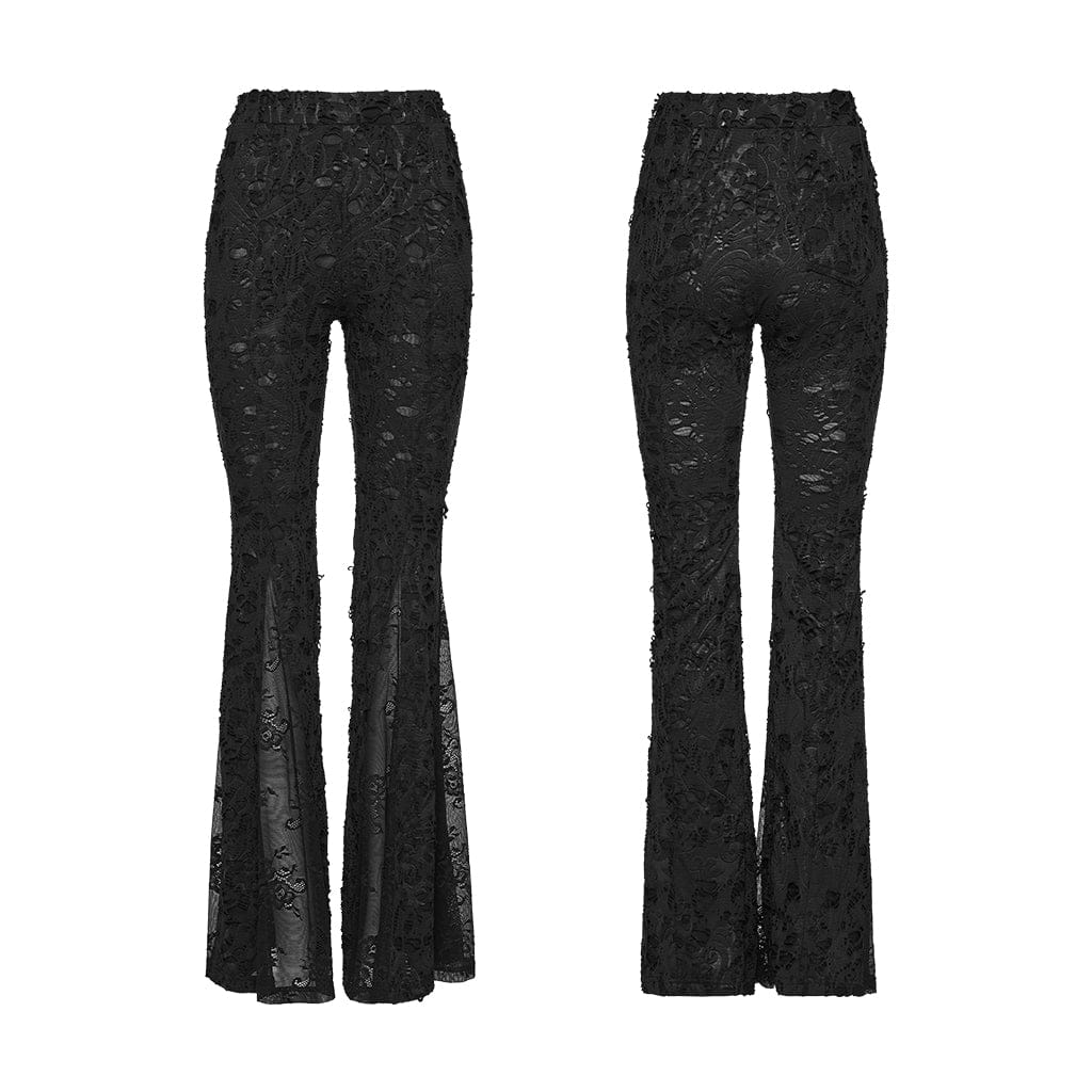 Women's Gothic Floral Jacquard Flared Pants – Punk Design