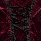 PUNK RAVE Women's Gothic Floral Jacquard Lace Long Sleeve Velvet Top Red