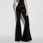 PUNK RAVE Women's Gothic Floral Lace Mesh Splice Flared Pants