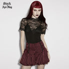 PUNK RAVE Women's Gothic Floral Lace Short Sleeved Top