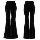 PUNK RAVE Women's Gothic Floral Lace Spliced Beaded Tassel Flared Pants Black