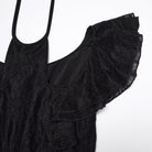 PUNK RAVE Women's Gothic Floral Mesh Cross Halterneck Dress