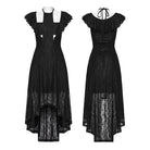 PUNK RAVE Women's Gothic Floral Mesh Cross Halterneck Dress