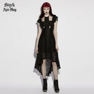 PUNK RAVE Women's Gothic Floral Mesh Cross Halterneck Dress