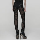 PUNK RAVE Women's Gothic Floral Mesh Leggings