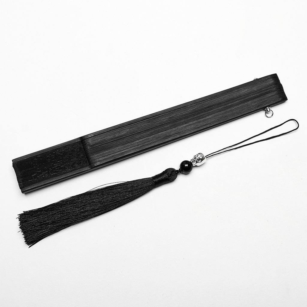 PUNK RAVE Women's Gothic Floral Printed Carving Fan