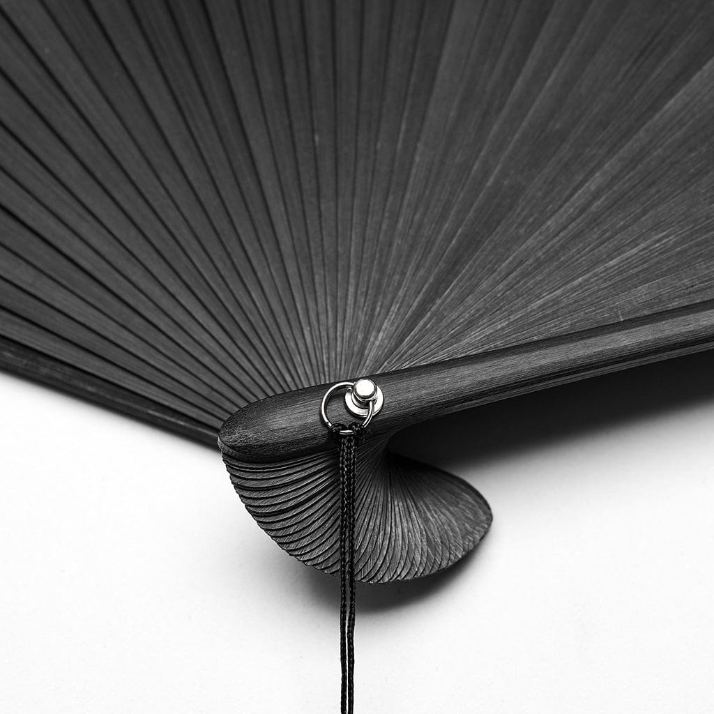 PUNK RAVE Women's Gothic Floral Printed Carving Fan