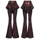 PUNK RAVE Women's Gothic Floral Printed Flared Pants Red