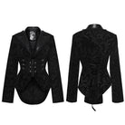 PUNK RAVE Women's Gothic Floral Printed Lace-up Jacket Black