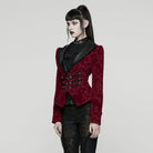 PUNK RAVE Women's Gothic Floral Printed Lace-up Jacket Red