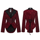 PUNK RAVE Women's Gothic Floral Printed Lace-up Jacket Red