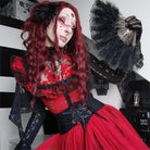 PUNK RAVE Women's Gothic Floral Printed Lace-up Prom Dress Wedding Dress