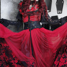 PUNK RAVE Women's Gothic Floral Printed Lace-up Prom Dress Wedding Dress