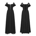 PUNK RAVE Women's Gothic Floral Ruffled Off Shoulder Maxi Dress