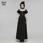 PUNK RAVE Women's Gothic Floral Ruffled Off Shoulder Maxi Dress