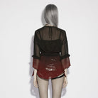 PUNK RAVE Women's Gothic Gradient Flared Sleeve Sheer Chiffon Shirt