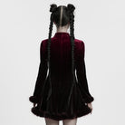 PUNK RAVE Women's Gothic Gradient Velvet Dress Red