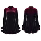 PUNK RAVE Women's Gothic Gradient Velvet Dress Red