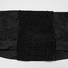 PUNK RAVE Women's Gothic Halterneck Jacquard Denim Vest with Faux Fur Collar Black