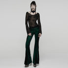 PUNK RAVE Women's Gothic Halterneck Spider Web Mesh Top Black