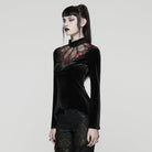 PUNK RAVE Women's Gothic Heart Embroideried Long Sleeved Top