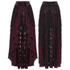 PUNK RAVE Women's Gothic High-low Hem Lace Skirt Red