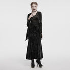 PUNK RAVE Women's Gothic High-waisted Lace-up Velvet Fishtailed Skirt Black
