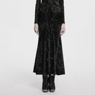 PUNK RAVE Women's Gothic High-waisted Lace-up Velvet Fishtailed Skirt Black
