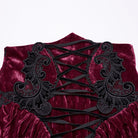 PUNK RAVE Women's Gothic High-waisted Lace-up Velvet Fishtailed Skirt Red