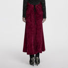 PUNK RAVE Women's Gothic High-waisted Lace-up Velvet Fishtailed Skirt Red