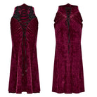 PUNK RAVE Women's Gothic High-waisted Lace-up Velvet Fishtailed Skirt Red