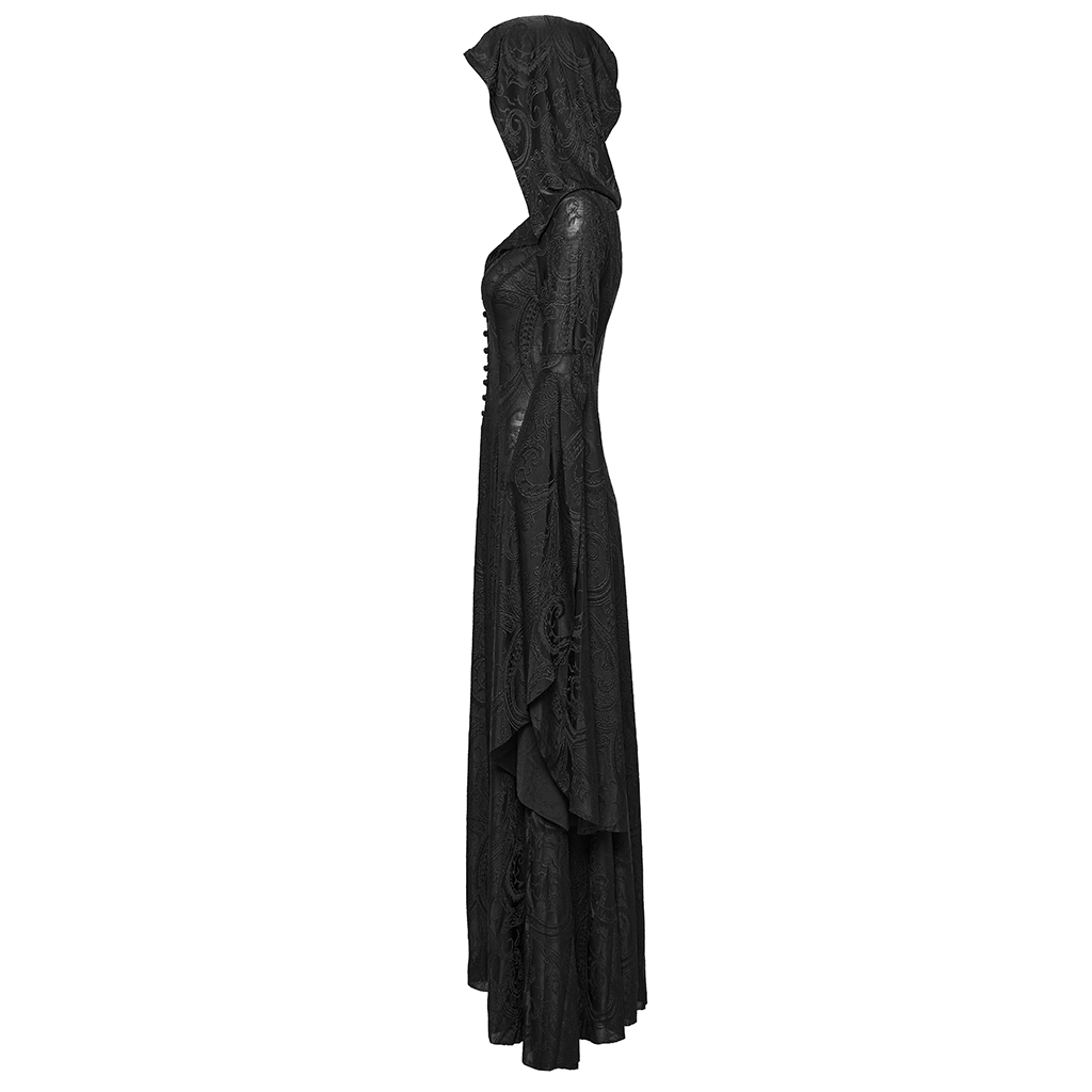 PUNK RAVE Women's Gothic Hooded Witch Maxidress Halloween Priestess Dress