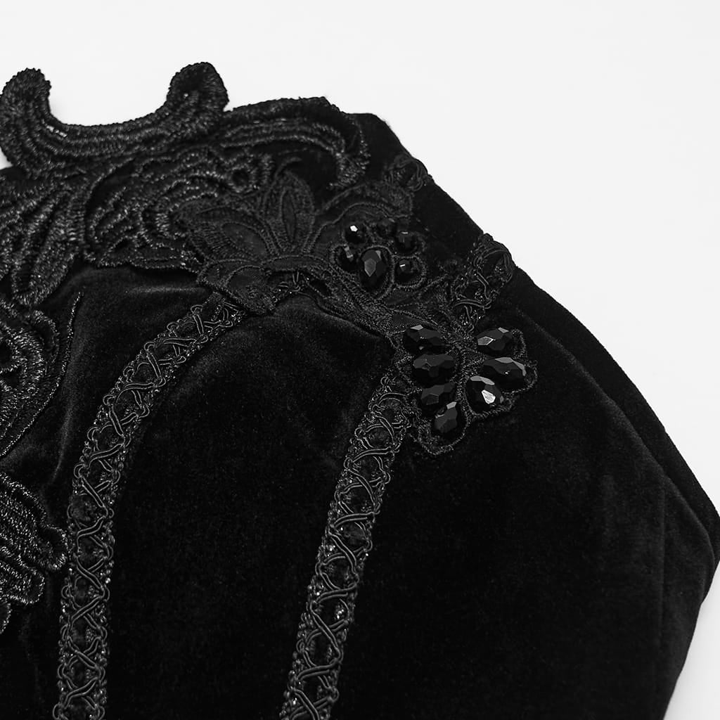 PUNK RAVE Women's Gothic Irregular Applique Lace-up Overbust Corset Black