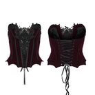 PUNK RAVE Women's Gothic Irregular Applique Lace-up Overbust Corset Red