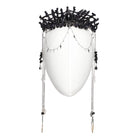 PUNK RAVE Women's Gothic Irregular Crystal Cross Headwear Black