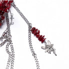 PUNK RAVE Women's Gothic Irregular Crystal Cross Headwear Red