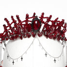 PUNK RAVE Women's Gothic Irregular Crystal Cross Headwear Red