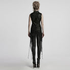 PUNK RAVE Women's Gothic Irregular Mesh Splice Lace-up Waistcoat