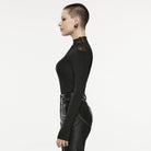 PUNK RAVE Damen Gothic Irregular Mesh Splice Shirt