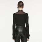 PUNK RAVE Damen Gothic Irregular Mesh Splice Shirt