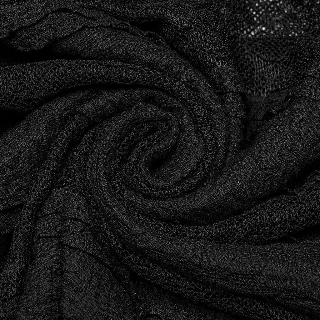 PUNK RAVE Women's Gothic Irregular Puff Sleeved Lace Dress