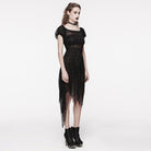 PUNK RAVE Women's Gothic Irregular Puff Sleeved Mesh Dress