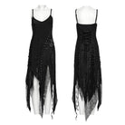 PUNK RAVE Women's Gothic Irregular Ripped Lace-up Party Slip Dress