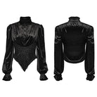 PUNK RAVE Women's Gothic Irregular Stand Collar Pleated Velvet Shirt